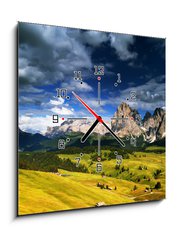 Obraz s hodinami 1D - 50 x 50 cm F_F16152264 - Montagna, Dolomiti, Alpe di Siusi, Italia