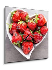 Obraz s hodinami 1D - 50 x 50 cm F_F163070845 - Strawberry. - Jahoda.