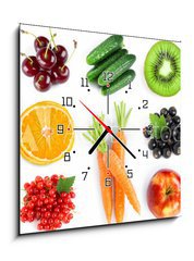 Obraz s hodinami 1D - 50 x 50 cm F_F163811101 - Fruits and vegetables - Ovoce a zelenina