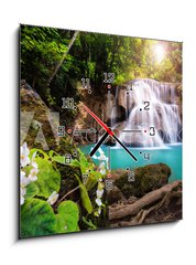 Obraz s hodinami 1D - 50 x 50 cm F_F163905997 - Waterfall in Thailand, called Huay or Huai mae khamin in Kanchanaburi Provience