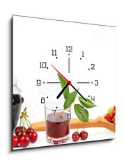 Obraz s hodinami 1D - 50 x 50 cm F_F165225169 - Panoramic wide collage for skinali. Fruit, drinks, healthy food. Isolated on white