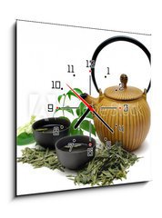 Obraz s hodinami 1D - 50 x 50 cm F_F16735049 - Chinese Longjing green tea