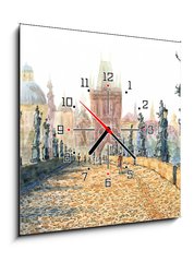 Obraz s hodinami 1D - 50 x 50 cm F_F167381357 - Charles Bridge (Prague, Czech Republic)
