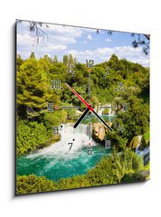 Obraz s hodinami   Waterfall KRKA in Croatia, 50 x 50 cm