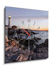 Obraz s hodinami 1D - 50 x 50 cm F_F16967921 - The Portland Head Light - Svtlo Portland Head Light