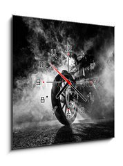 Obraz s hodinami   High power motorcycle chopper at night., 50 x 50 cm