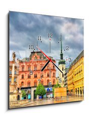 Obraz s hodinami 1D - 50 x 50 cm F_F171660026 - Freedom Square, the main square of Brno in Czech Republic