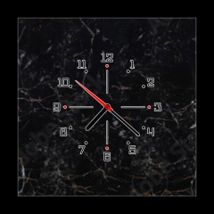 Obraz s hodinami 1D - 50 x 50 cm F_F172631790 - panorama texture black marble background
