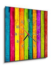 Obraz s hodinami 1D - 50 x 50 cm F_F17494460 - Colorful Wood Planks Background