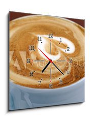 Obraz s hodinami   Cappuccino mit Herz, 50 x 50 cm