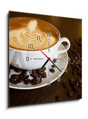 Obraz s hodinami 1D - 50 x 50 cm F_F17629836 - Coffee cup