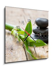 Obraz s hodinami 1D - 50 x 50 cm F_F176854248 - Hot stone with bamboo