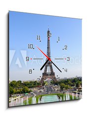 Obraz s hodinami 1D - 50 x 50 cm F_F17875794 - Eiffel tower - Eiffelova věž