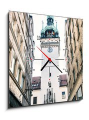 Obraz s hodinami 1D - 50 x 50 cm F_F183153553 - Old town hall in Brno, Czech republic, blue filter - Star radnice v Brn, esk republika, modr filtr