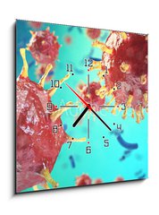 Obraz s hodinami 1D - 50 x 50 cm F_F185828438 - Chronic liver disease viral hepatitis infection, Hepatitis viruses in infected organism. 3d illustration - Virov hepatitida, chronick onemocnn jater, viry hepatitidy v infikovanm organismu. 3D obrzek
