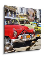 Obraz s hodinami   Colorful Havana cars, 50 x 50 cm