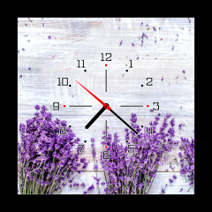 Obraz s hodinami 1D - 50 x 50 cm F_F188691240 - Bunch of dry lavender flowers on rustic background top view mock