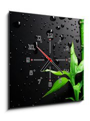 Obraz s hodinami 1D - 50 x 50 cm F_F18901258 - Bamboo over Black - Bambus přes černé