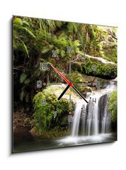 Obraz s hodinami 1D - 50 x 50 cm F_F19824757 - Rainforest waterfall