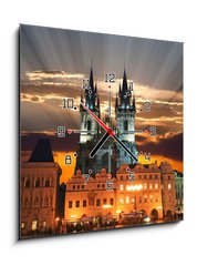 Obraz s hodinami 1D - 50 x 50 cm F_F20468328 - The Old Town Square in Prague City