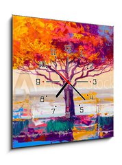 Obraz s hodinami 1D - 50 x 50 cm F_F213955813 - Tree oil painting, artistic background