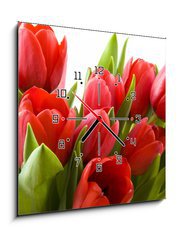 Obraz s hodinami 1D - 50 x 50 cm F_F21477013 - Tulips from Holland - Tulipány z Holandska