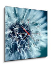 Obraz s hodinami 1D - 50 x 50 cm F_F218536991 - Macro shot of dandelion with water drops