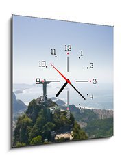 Obraz s hodinami 1D - 50 x 50 cm F_F22031376 - Dramatic Aerial view of Rio De Janeiro - Dramatický letecký pohled na Rio De Janeiro