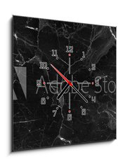 Obraz s hodinami 1D - 50 x 50 cm F_F222555558 - Black marble natural pattern for background, abstract natural marble black and white, black marble stone. high resolution marble