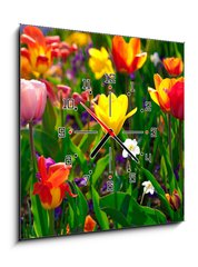 Obraz s hodinami 1D - 50 x 50 cm F_F22368524 - Sea of flowers