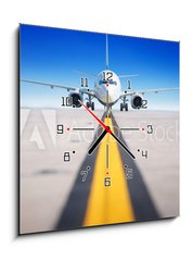 Obraz s hodinami 1D - 50 x 50 cm F_F223752961 - modern aircraft on a runway