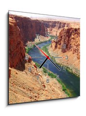 Obraz s hodinami 1D - 50 x 50 cm F_F22502717 - Classic nature of America -  Colorado river close to Glen canyon - Klasick povaha Ameriky