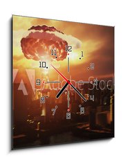 Obraz s hodinami 1D - 50 x 50 cm F_F225976948 - nuclear explosion - jaderný výbuch