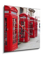 Obraz s hodinami 1D - 50 x 50 cm F_F22726107 - Typical red London phone booth