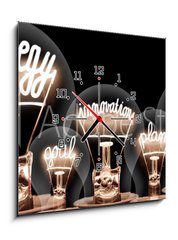 Obraz s hodinami 1D - 50 x 50 cm F_F230583074 - Light Bulbs Concept