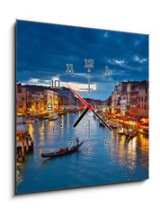 Obraz s hodinami 1D - 50 x 50 cm F_F23626684 - Grand Canal at night, Venice