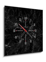 Obraz s hodinami 1D - 50 x 50 cm F_F236902910 - Natural black marble texture for skin tile wallpaper luxurious background, for design art work. Stone ceramic art wall interiors backdrop design. Marble with high resolution