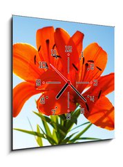 Obraz s hodinami   two lilies, 50 x 50 cm