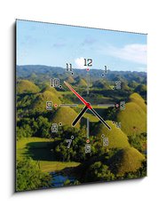 Obraz s hodinami 1D - 50 x 50 cm F_F242300019 - chocolate hill in aerial view, Bohol Philippines