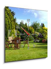 Obraz s hodinami 1D - 50 x 50 cm F_F24338253 - English Garden - Anglická zahrada