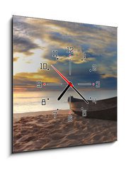 Obraz s hodinami   Beach panorama, 50 x 50 cm
