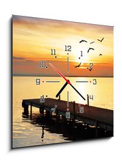 Obraz s hodinami 1D - 50 x 50 cm F_F24525008 - el sol y el mar