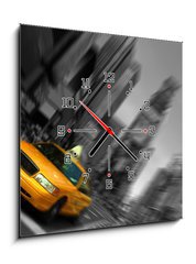 Obraz s hodinami 1D - 50 x 50 cm F_F24780929 - New York City Taxi, Blur focus motion, Times Square