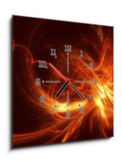 Obraz s hodinami 1D - 50 x 50 cm F_F24786188 - Fiery power fractal on a black background