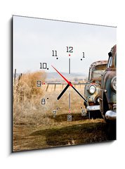 Obraz s hodinami 1D - 50 x 50 cm F_F2509010 - vintage cars - vintage auta