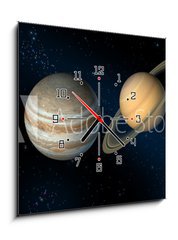 Obraz s hodinami 1D - 50 x 50 cm F_F2513860 - solar system - slunen soustava