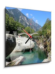 Obraz s hodinami   Ponte Dei Salti / Lavertezzo / Switzerland, 50 x 50 cm