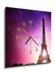 Obraz s hodinami 1D - 50 x 50 cm F_F25509490 - Eifel Tower Milky Way - Paris (France)