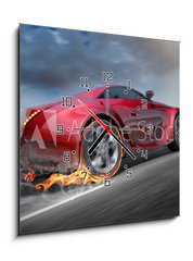 Obraz s hodinami 1D - 50 x 50 cm F_F25589956 - Sports car moving on the road