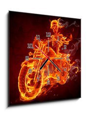 Obraz s hodinami 1D - 50 x 50 cm F_F25590923 - Fire biker - Požární cyklista